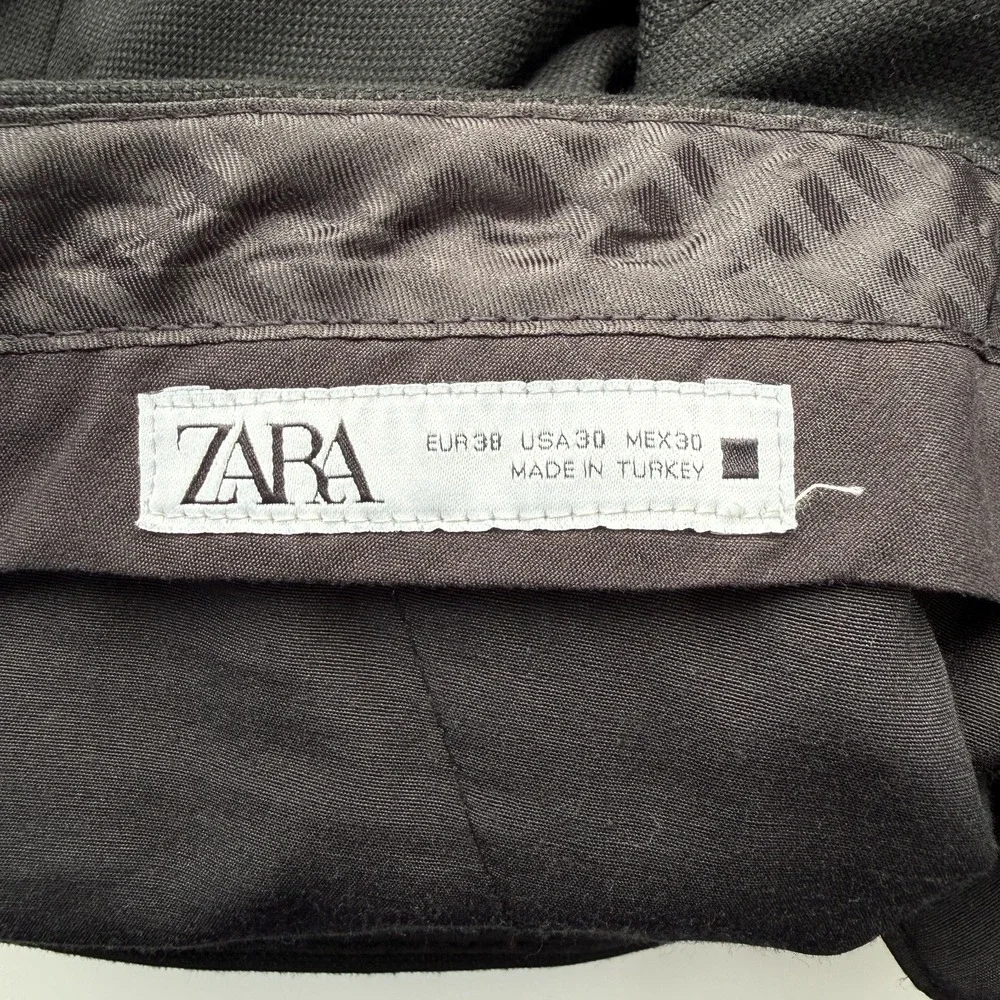 ZARA‎ Comfort Suit Pants Slim Dress Trousers Mens 30 Black Classic